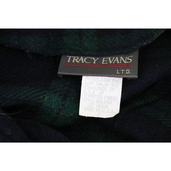 VINTAGE Tracy Evans Womens Juniors Sz 7 Pleated High Rise Plaid Mini Skirt Navy - Picture 5 of 6